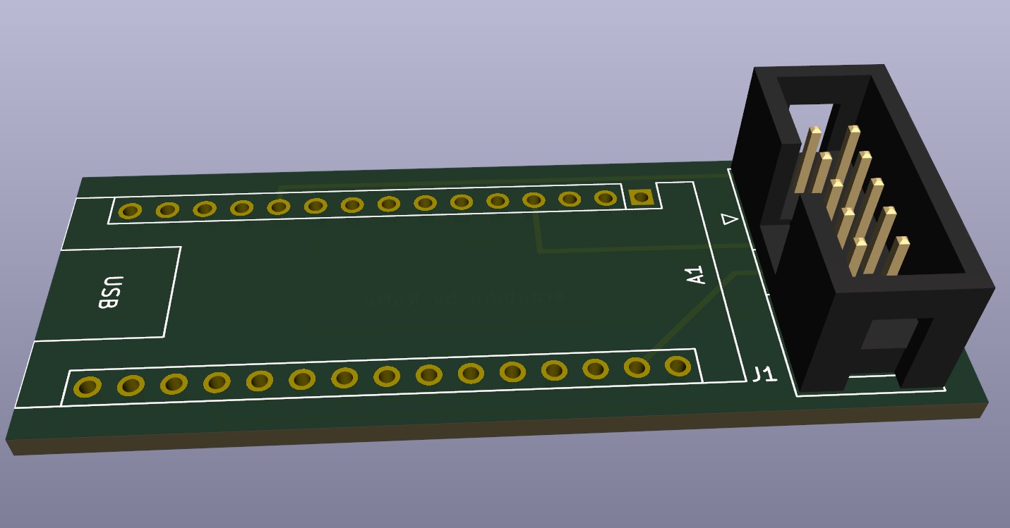 ArduBDM PCB with Arduino Nano and BDM header
